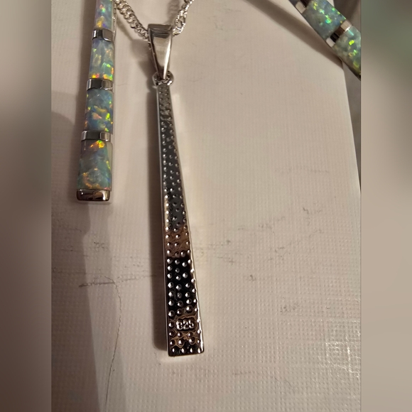 White Fire Opal Necklace and Earring Set - Picture 6 of 7